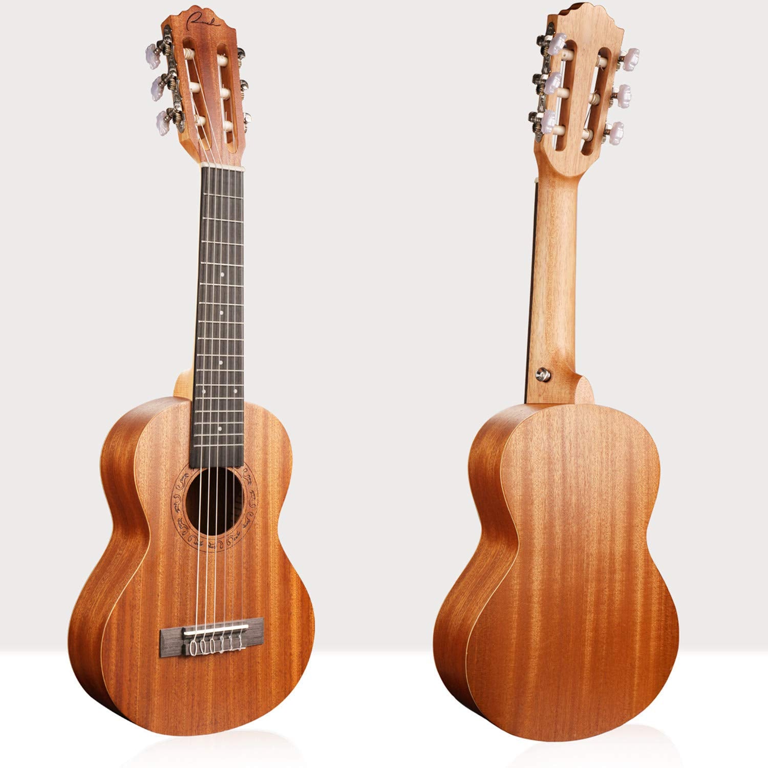 Ranch Guitalele Acoustic 28 inch Professional 6 Strings Guitar Ukulele Small Travel Classical Guitarlele Kit for Beginners Pack Bundle Gig bag, Tuner, Strap, Strings Set