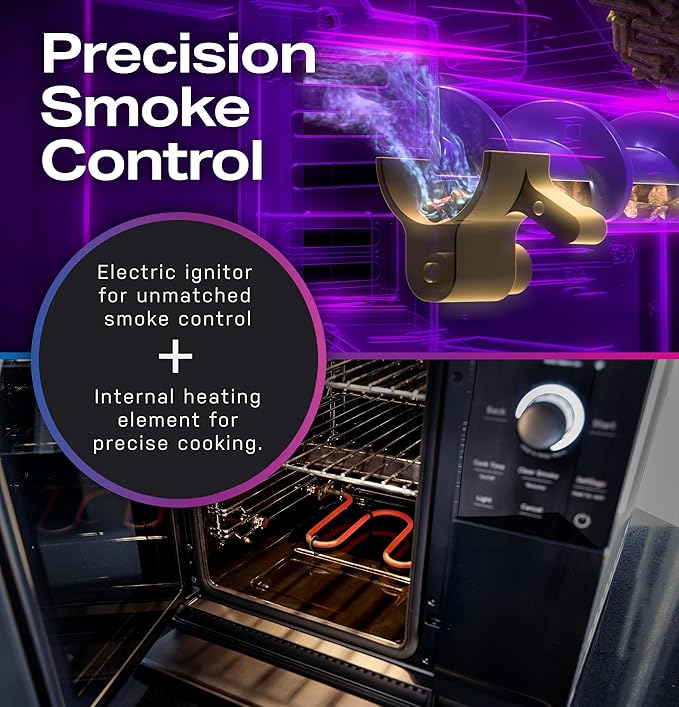GE Profile™ Smart Indoor Pellet Smoker, with Active Smoke Filtration, 5 Smoke Control Settings, WiFi Connected, Electric, Countertop BBQ Appliance, Black
