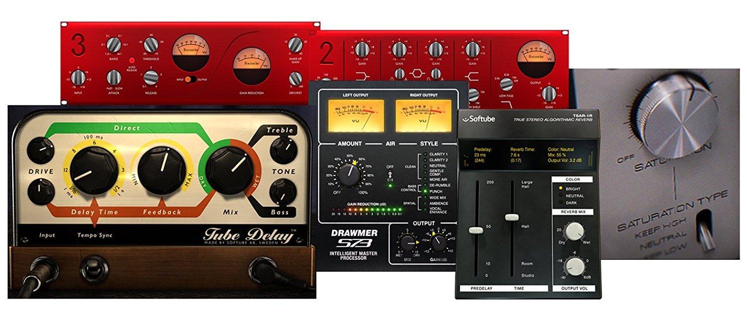 Focusrite Scarlett Solo 2x2 USB Audio Interface Full Studio Bundle with Creative Music Production Software Kit and Eris E5 Pair 2-Way Studio Monitors and 1/4