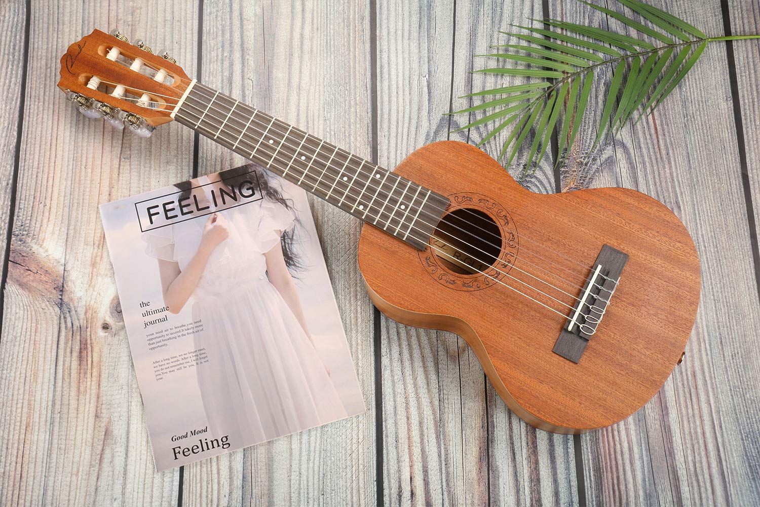 Ranch Guitalele Acoustic 28 inch Professional 6 Strings Guitar Ukulele Small Travel Classical Guitarlele Kit for Beginners Pack Bundle Gig bag, Tuner, Strap, Strings Set