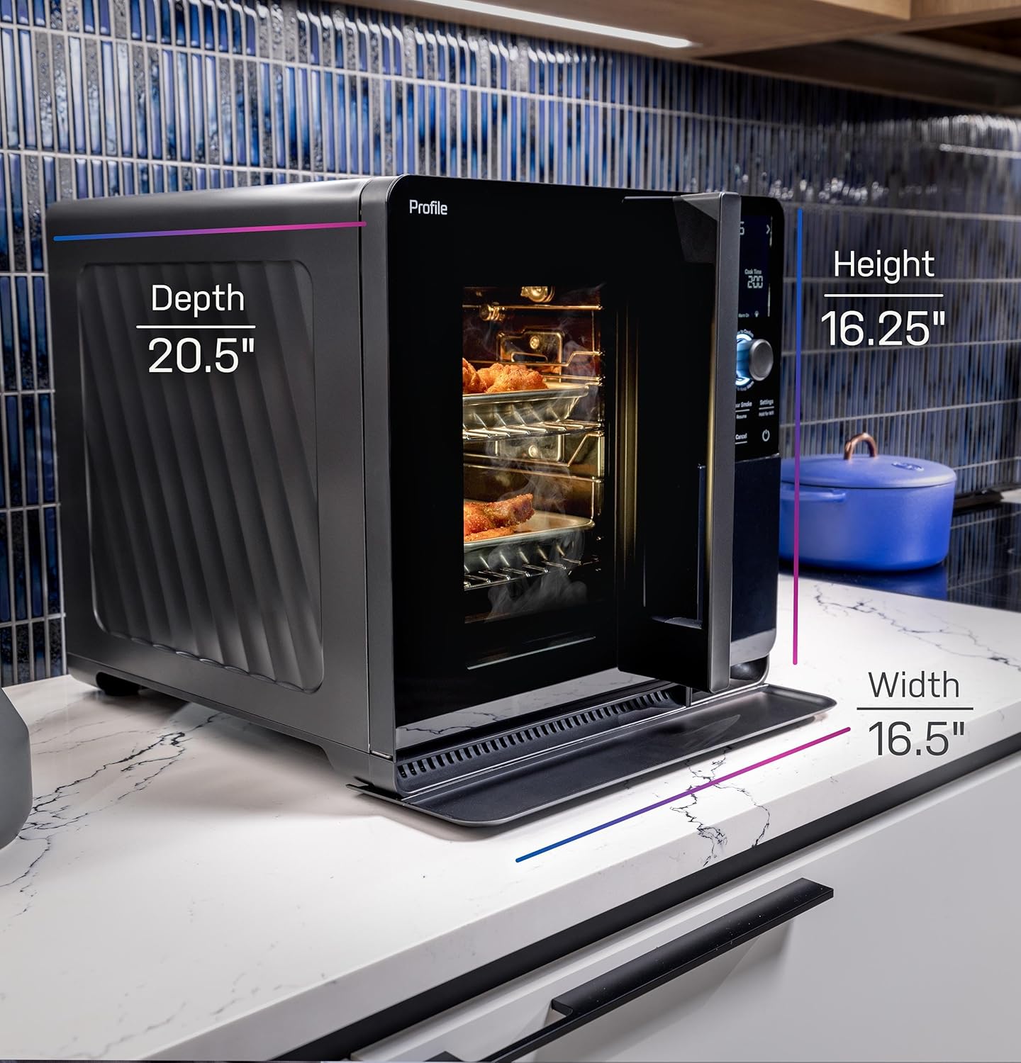 GE Profile™ Smart Indoor Pellet Smoker, with Active Smoke Filtration, 5 Smoke Control Settings, WiFi Connected, Electric, Countertop BBQ Appliance, Black