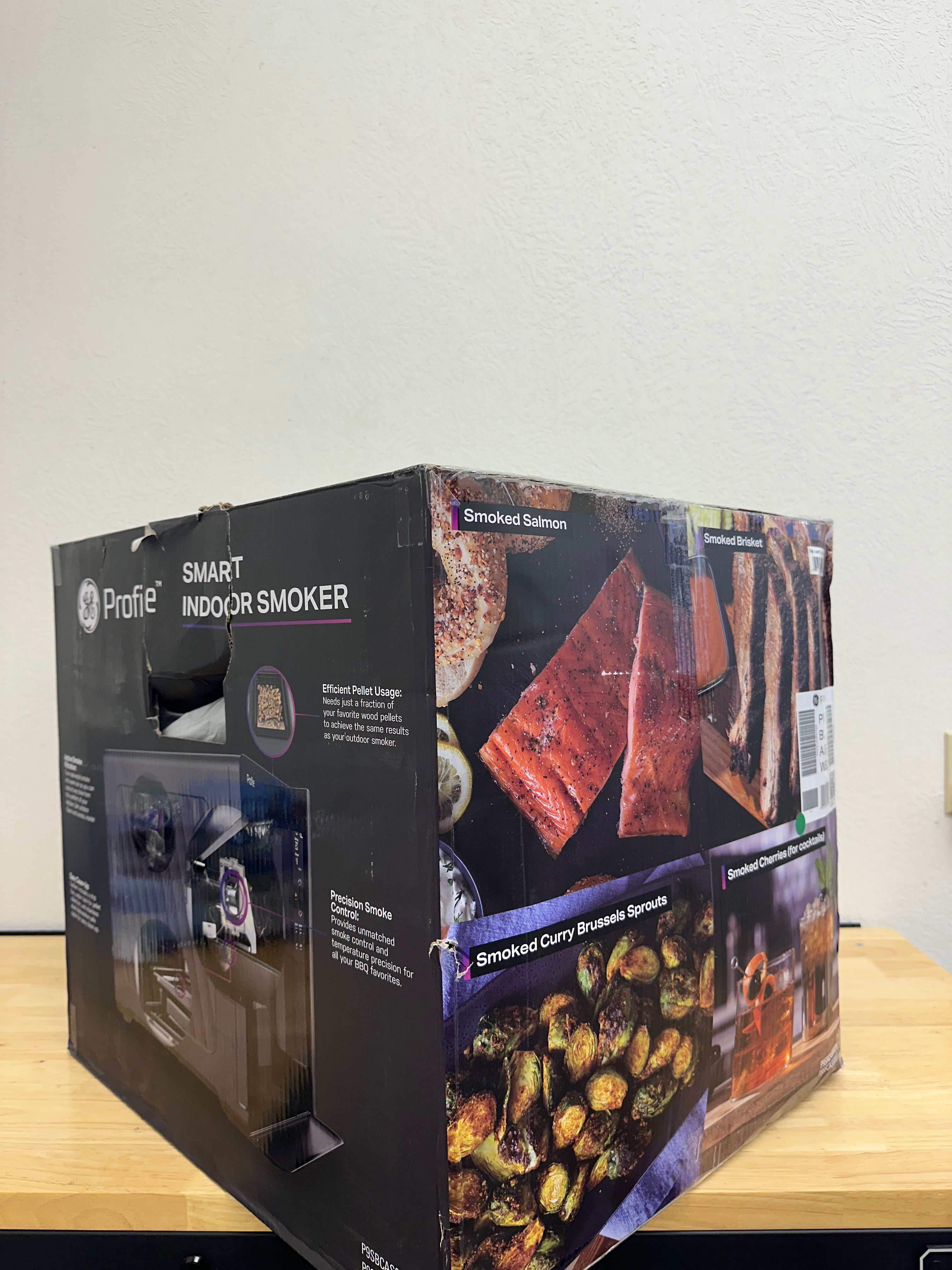 GE Profile™ Smart Indoor Pellet Smoker, with Active Smoke Filtration, 5 Smoke Control Settings, WiFi Connected, Electric, Countertop BBQ Appliance, Black