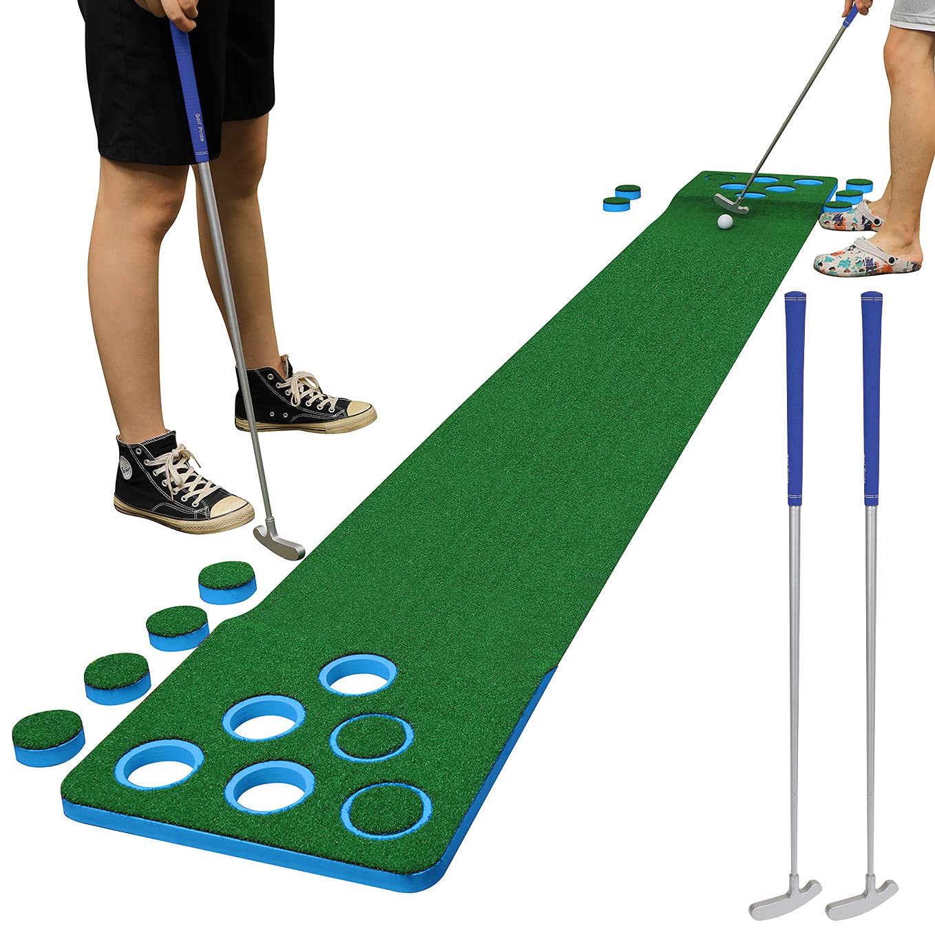 SEEU Golf Putting Green,Training Aid/Equipment Pong Game Set for Indoor Outdoor Practice