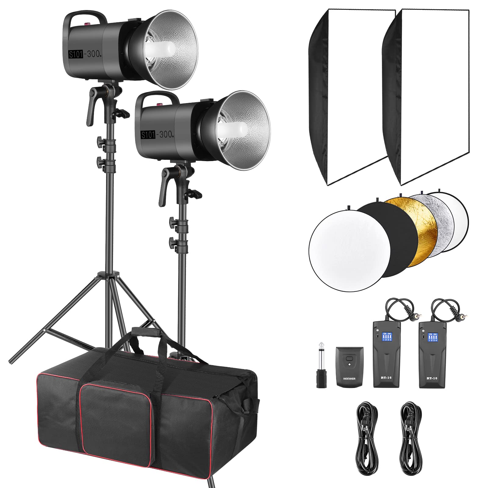 Neewer 2 packs of S101 300W Monolight Photo Studio Strobe Flash Lighting Kit