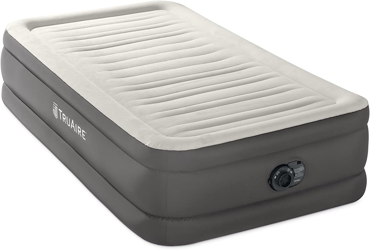 NTEX 64091ED TruAire Luxury Air Mattress: Fiber-Tech – Twin Size – Built-in Electric Pump – 18in Bed Height – 330lb Weight Capacity