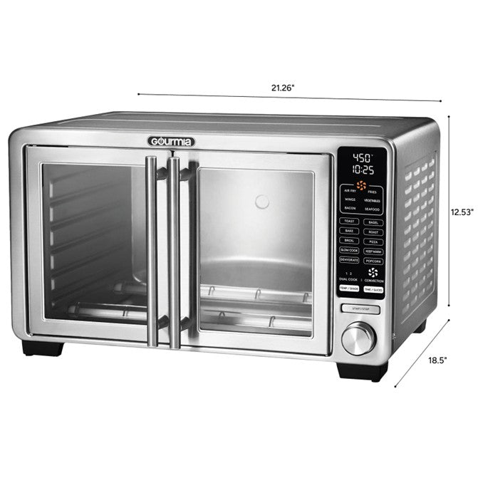 Gourmia XL Digital Countertop Oven with Air Fry, French Door, Stainless
