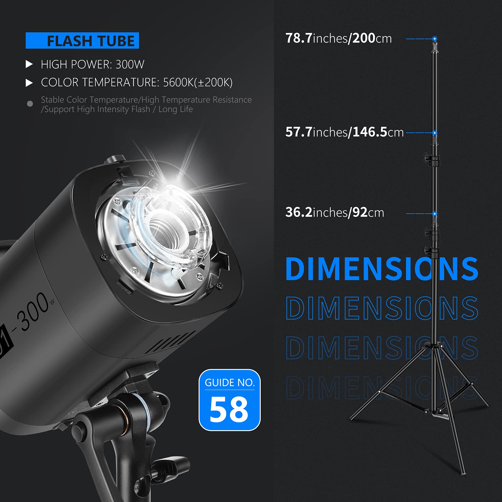 Neewer 2 packs of S101 300W Monolight Photo Studio Strobe Flash Lighting Kit