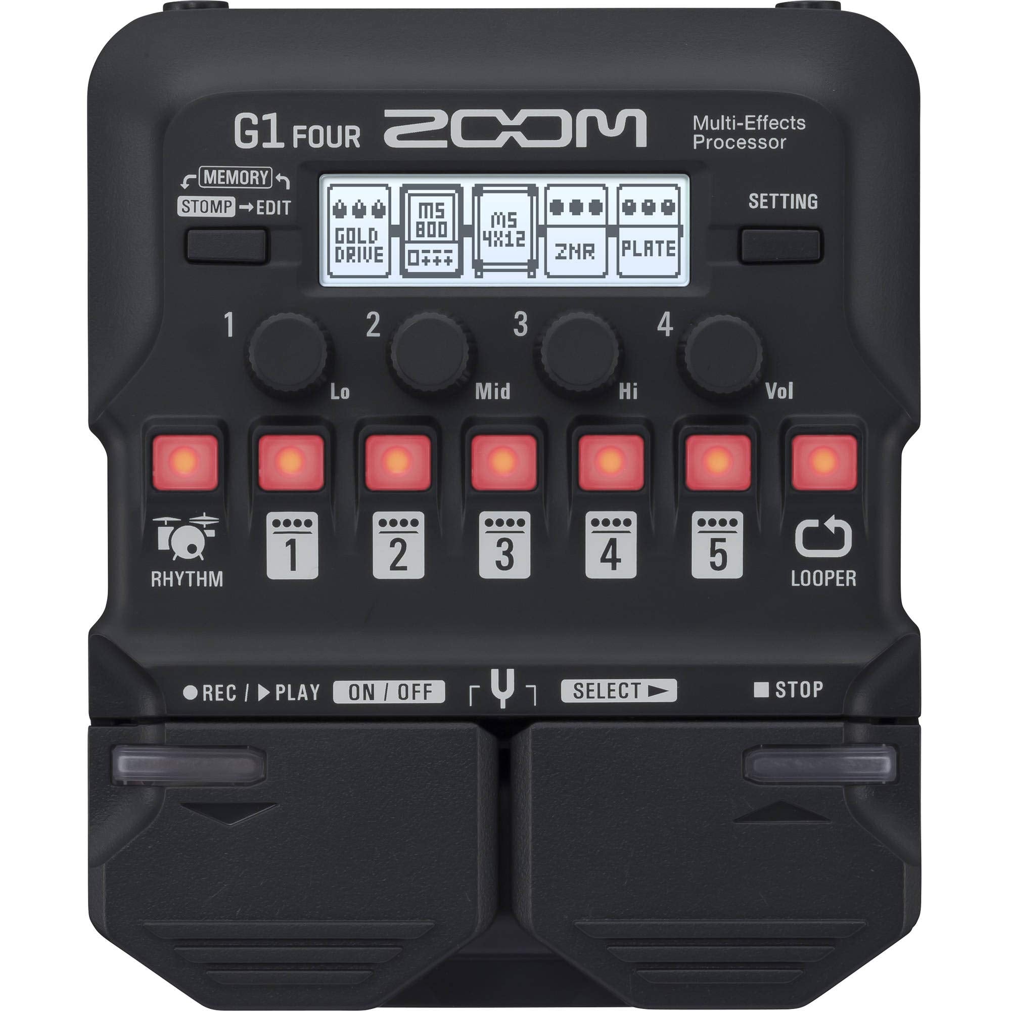 Zoom G1 Four Guitar Multi-Effects Processor + AA Batteries, Cables and Fibertique Microfiber Cleaning Cloth