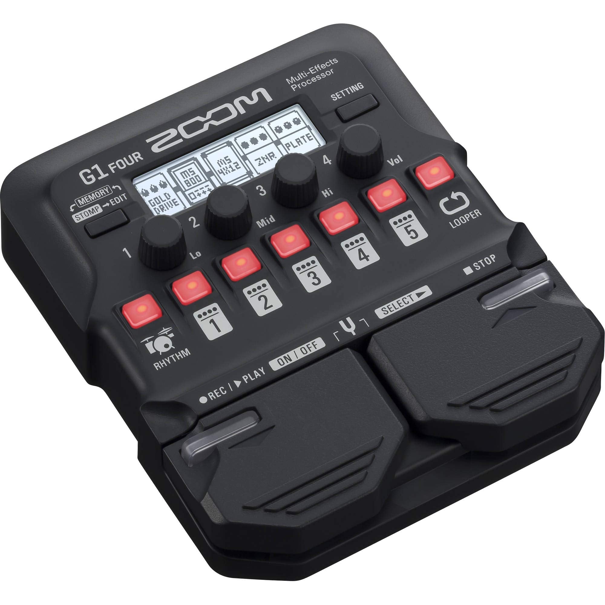 Zoom G1 Four Guitar Multi-Effects Processor + AA Batteries, Cables and Fibertique Microfiber Cleaning Cloth