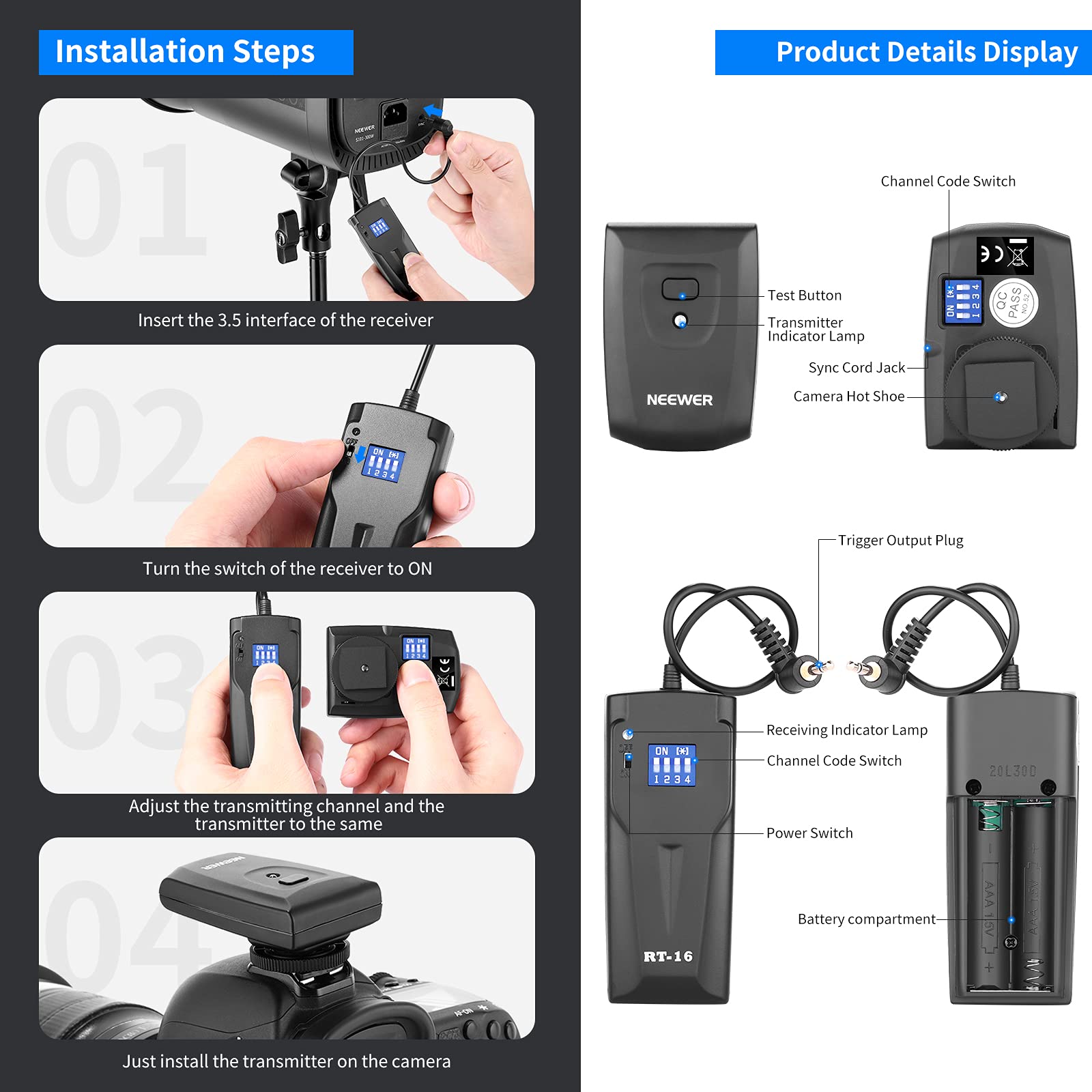 Neewer 2 packs of S101 300W Monolight Photo Studio Strobe Flash Lighting Kit