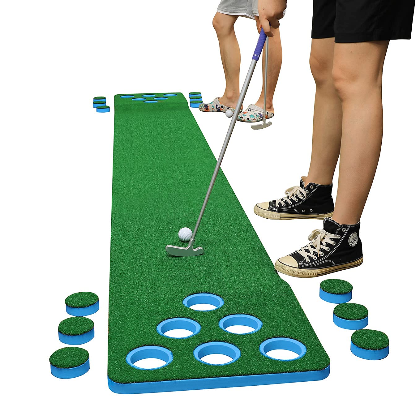SEEU Golf Putting Green,Training Aid/Equipment Pong Game Set for Indoor Outdoor Practice