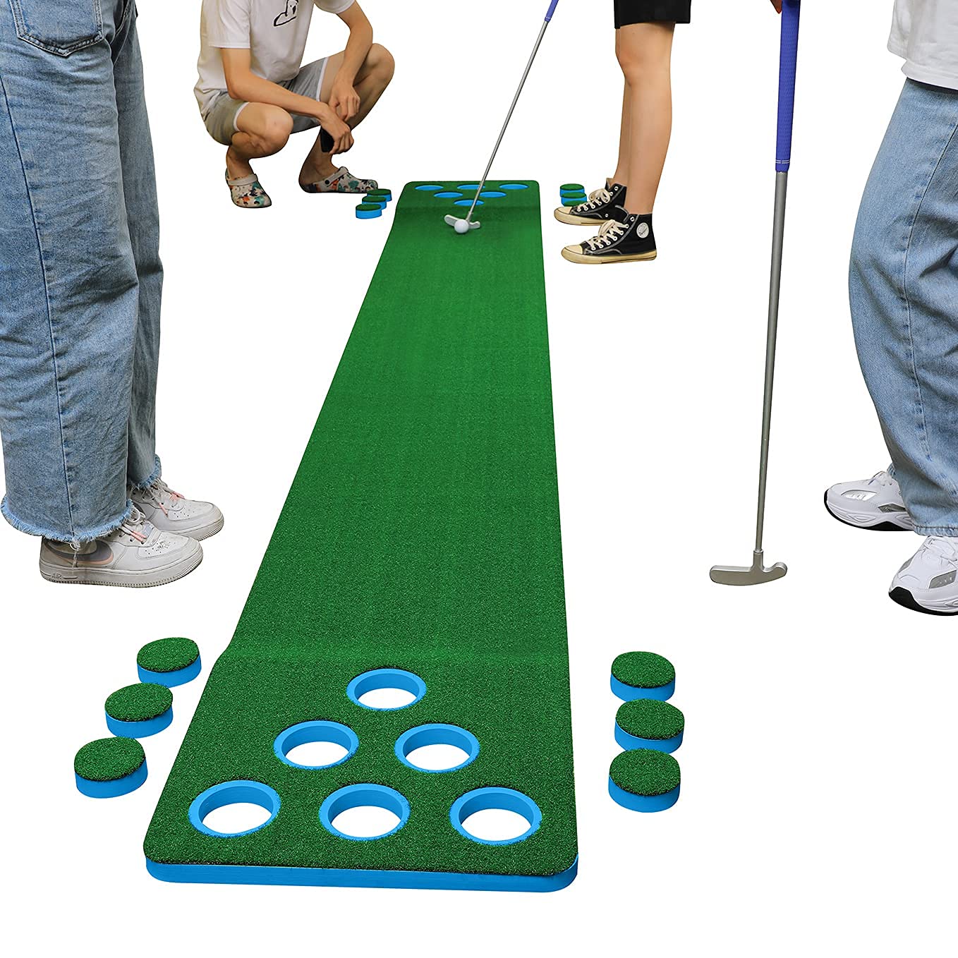 SEEU Golf Putting Green,Training Aid/Equipment Pong Game Set for Indoor Outdoor Practice