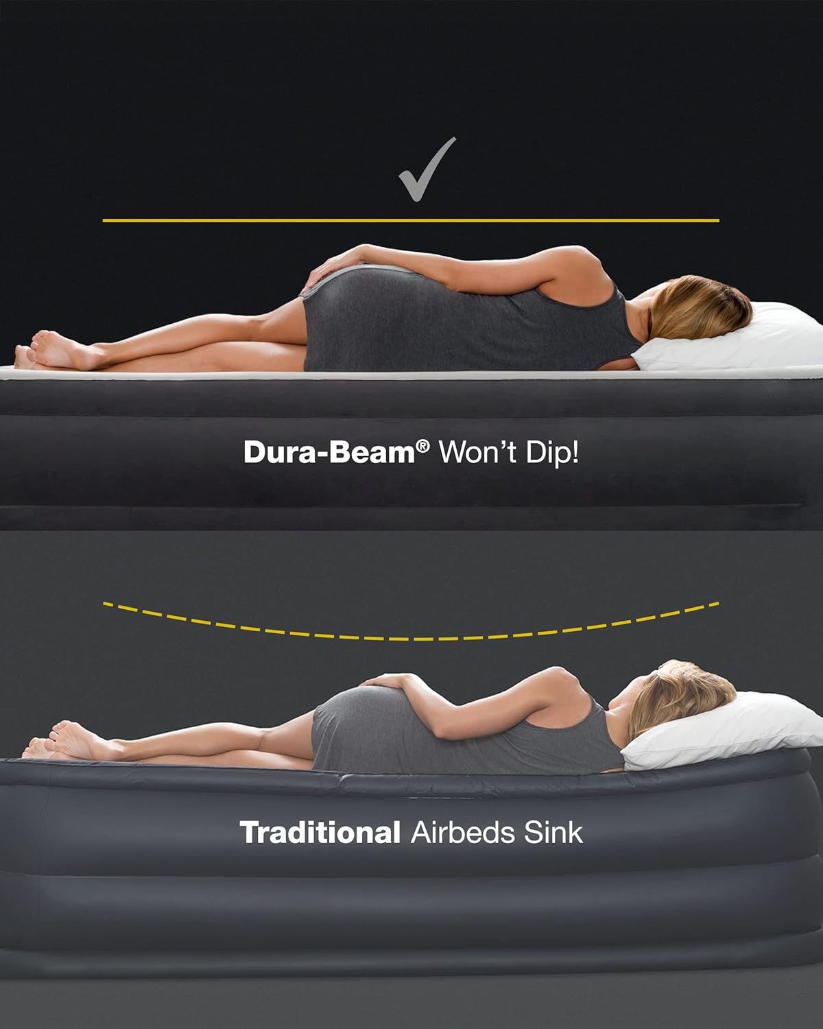 NTEX 64091ED TruAire Luxury Air Mattress: Fiber-Tech – Twin Size – Built-in Electric Pump – 18in Bed Height – 330lb Weight Capacity